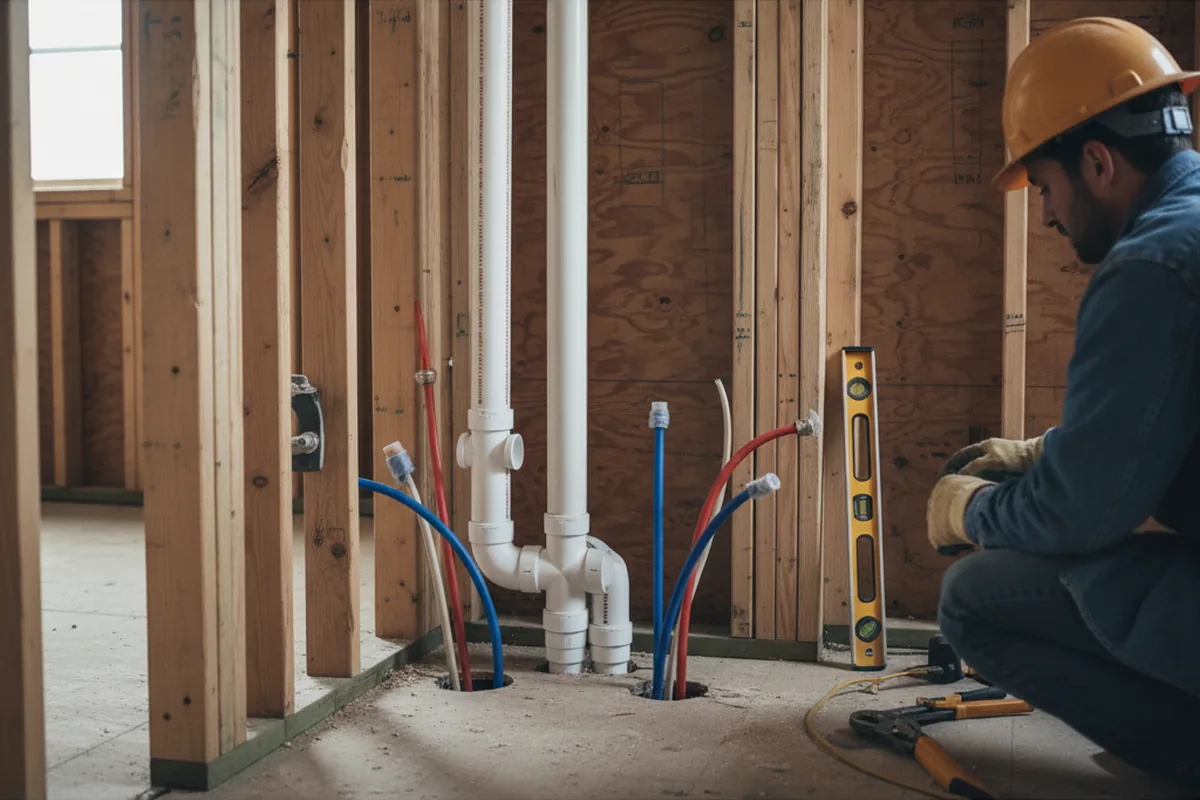 Drain and supply rough-in during Leak Detection in Powell